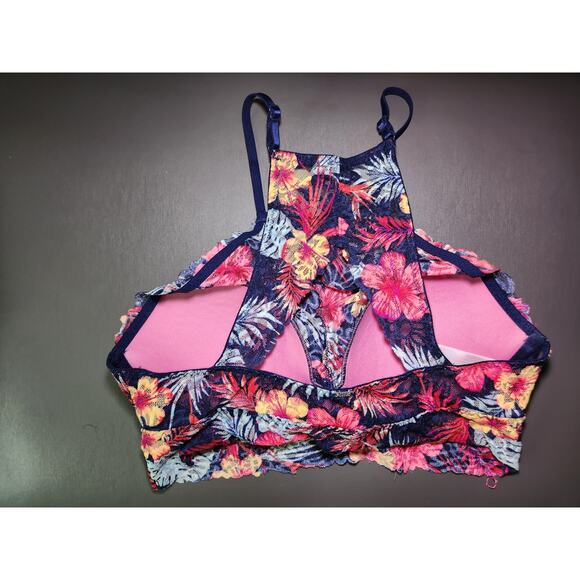 PINK Victoria's Secret Tropical Floral Lace High Neck Bralette - Picture 6 of 11